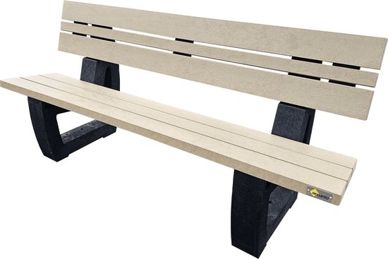 Banc de parc avec dossier en plastique recyclé 180 cm - Rekupro