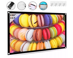 Vizual Projectiescherm - Zenwire - Projectiedoek - 150 inch, 332x187 cm - 16:9 - Beamer scherm - Opvouwbaar projectiedoek - Uitrekbaar - Projectiescherm beamer