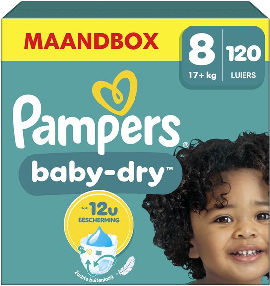 Pampers Baby-Dry - Maat 8 (17kg+) - 120 Luiers - Maandbox
