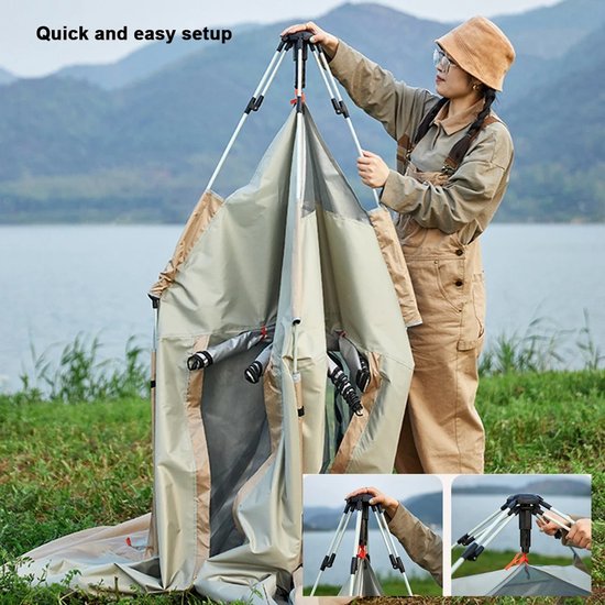 Rustive Kampeertent - Camping Tent - Voor Max. 1 Persoon - Waterdicht - Zonbestendig - Snel Opzetbaar - 210x210x142 cm van Rustive — afbeelding 4