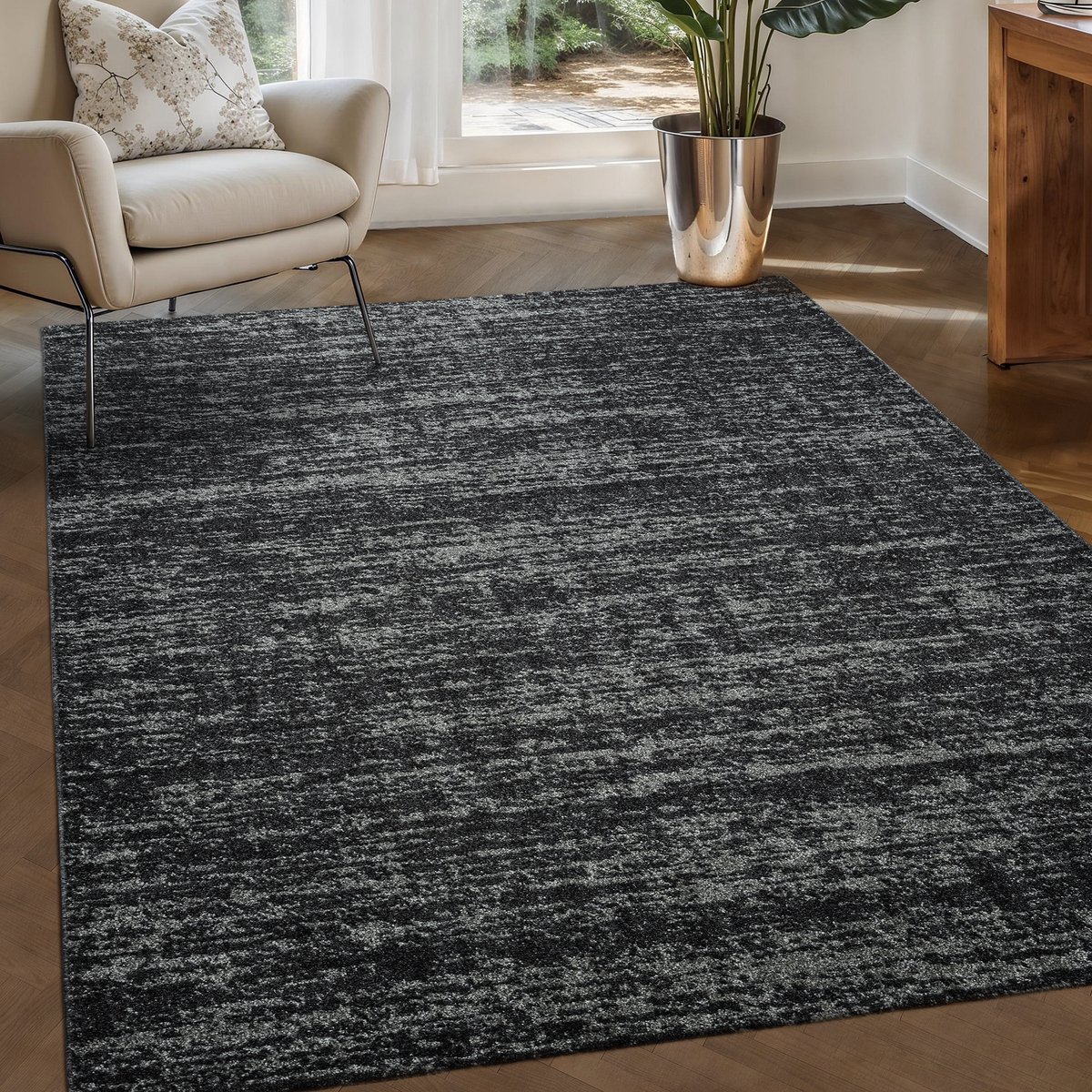 Muratap Relax Oslo - Laagpolig Effen Vloerkleed - Modern Tapijt - Zwart- 160x230 CM