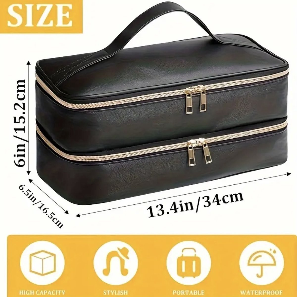Ultiluxe® Luxe opbergtas fohn borstel - Beige/goud - Geschikt voor Dyson - Krultang tas, opbergstukken, krulborstel, fohnborstel - Opbergen haar accessoires - Airwrap styler case - Opberger - Haardroger, stijlborstel, stijltang — afbeelding 4