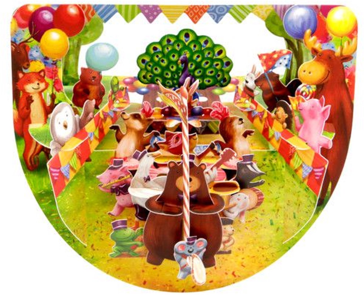 3D Popnrock - Wenskaart - PR098 - Animal Carnival Street Parade