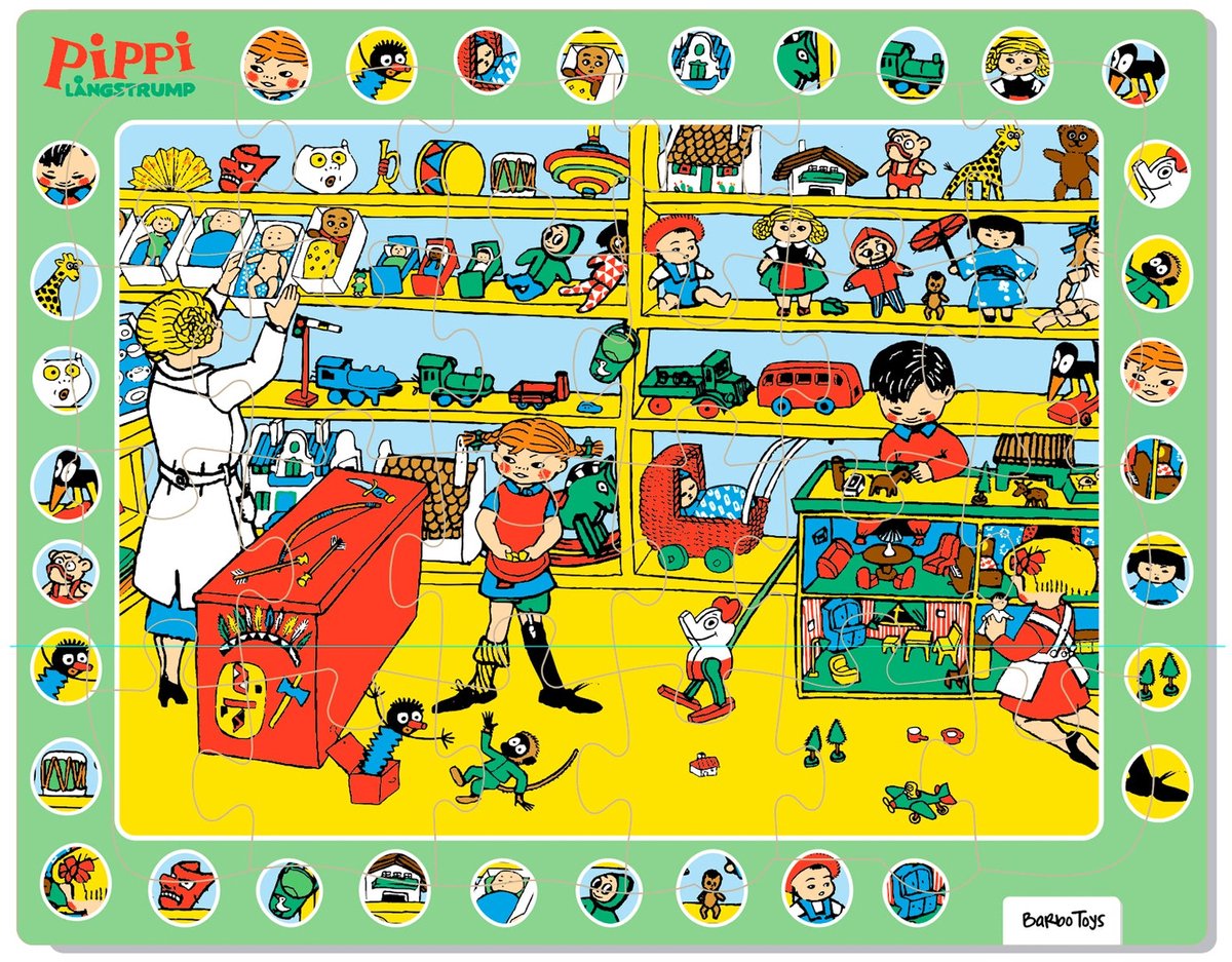 Barbo Toys pippi langkous legpuzzel - 24 stukjes - karton - stripfiguren - vanaf 3 jaar