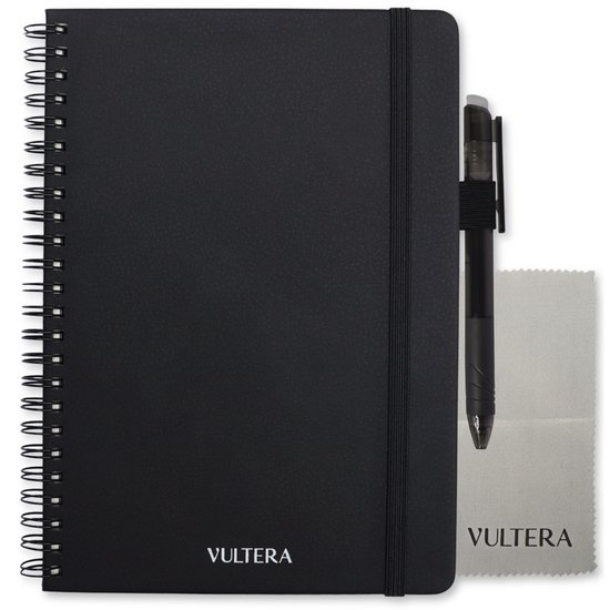 Vultera uitwisbaar notitieboek - To Do Planner - A5 - Leer - Zwart