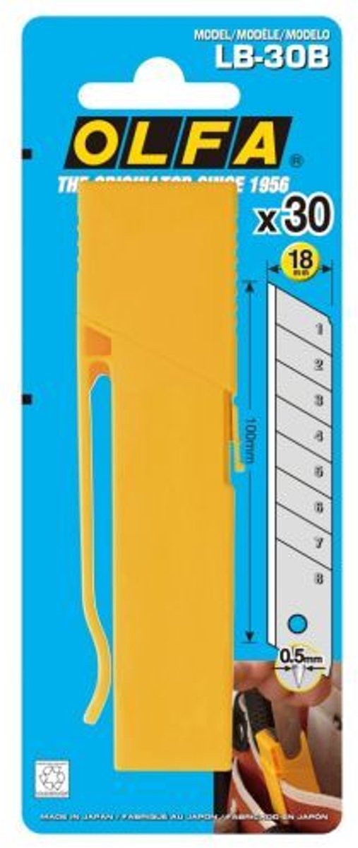 Olfa LB-30B reserve afbreek mes met clip 30 stuks in 1 verpakking