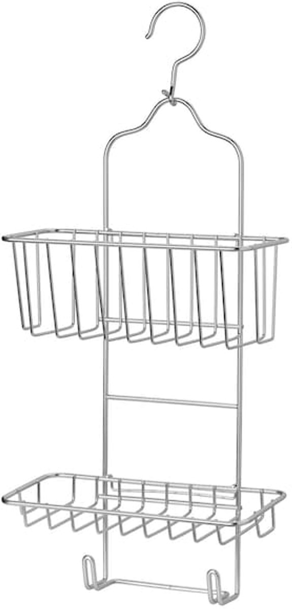 Yashome Doucherek 2-laags RVS glanzend 24x53 cm - Doucherek zonder boren - Doucherek hangend - Douchemand