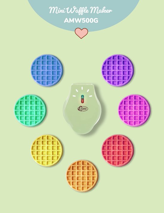 Bestron Wafelijzer - AMW500G - 550W - Mini wafel - Anti aanbaklaag - Mat Groen - 5 jaar garantie van Bestron — afbeelding 4