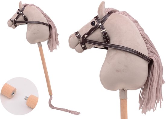 Holly Horse - Hobby paard de luxe met korte stok,ca. 80 cm met halster , stokpaardje voor horsing om op te rijden voor kinderen zonder geluid van Holly Horse — afbeelding 2