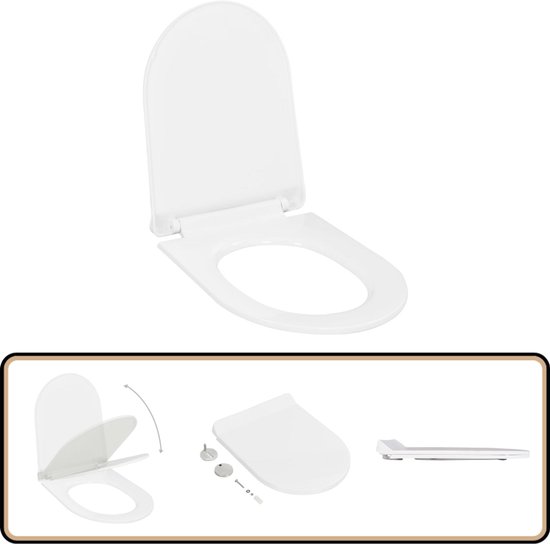 Toiletbril soft-close en quick-release ovaal lichtgrijs