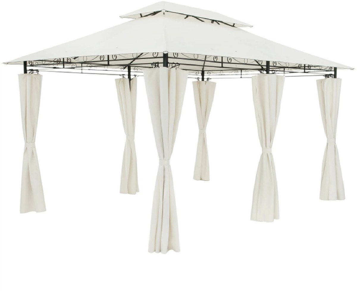 Trend24 Haines - Paviljoen - Tuinpaviljoen - Overkapping - Prieel - Gazebo - 4 x 3 m - 100% waterdicht - Ventilerend - UV-bescherming - Beige