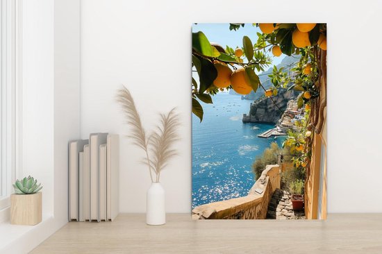 Affiche Amalfi - Citrons - Paysage - Art - Coloré - Vacances - Format 60 x 90 cm - 3521YR - Plaque aluminium DIBOND 3 mm - Plaque murale en métal