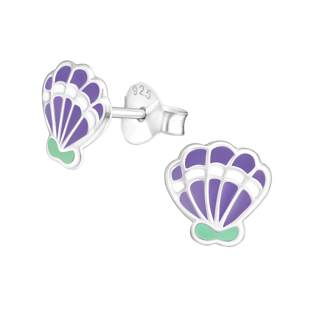 Oorbellen meisje schelp - schelpje - zilver - paars - mint groen - zomer - strand