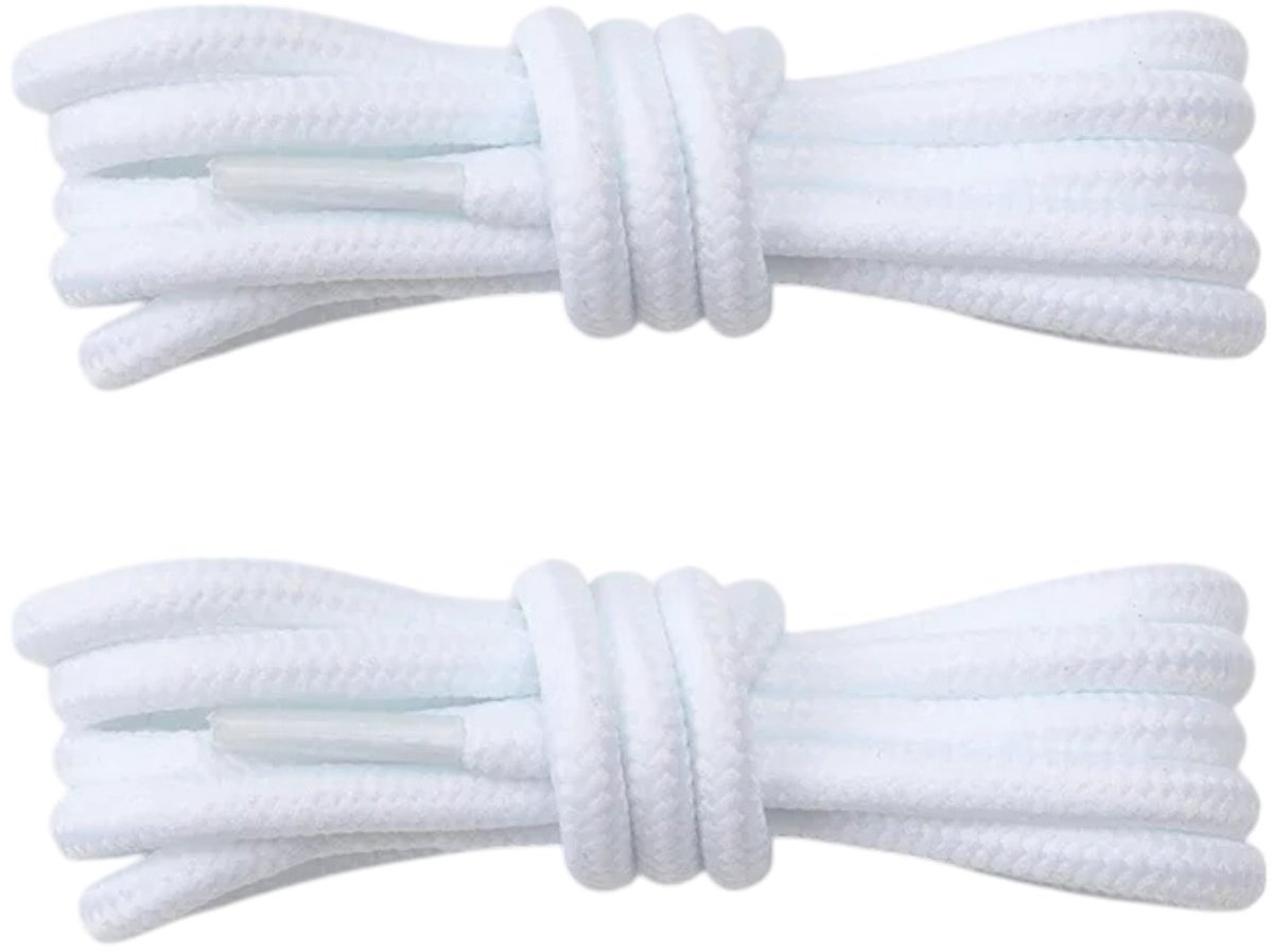 Fako Fashion - Schoenveters - Veters - Rond - Gevlochten - 5mm - 100cm - 1 Paar - 2 Stuks - Wit