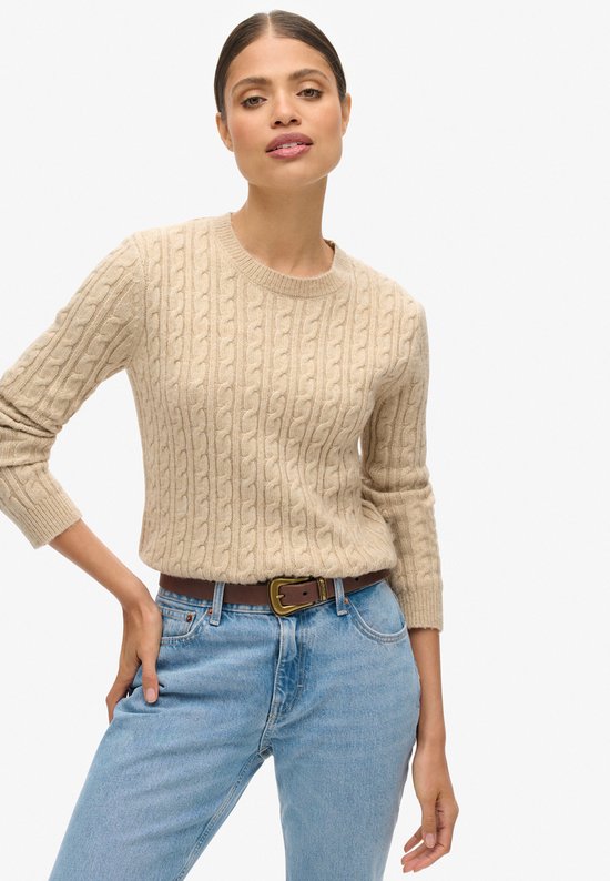Superdry FITTED CABLE CREW NECK JUMPER Dames Trui - Maat XL
