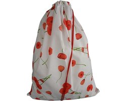 Bluvardi Katoenen waszak -Heavy Duty XXL- met trekkoord - red flowers
