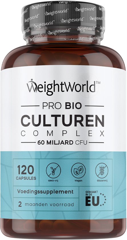 WeightWorld Probiotica Complex - Pro Bio Culturen capsules met 60 miljoen CFU en 20 bacteriestammen - 120 vegan capsules