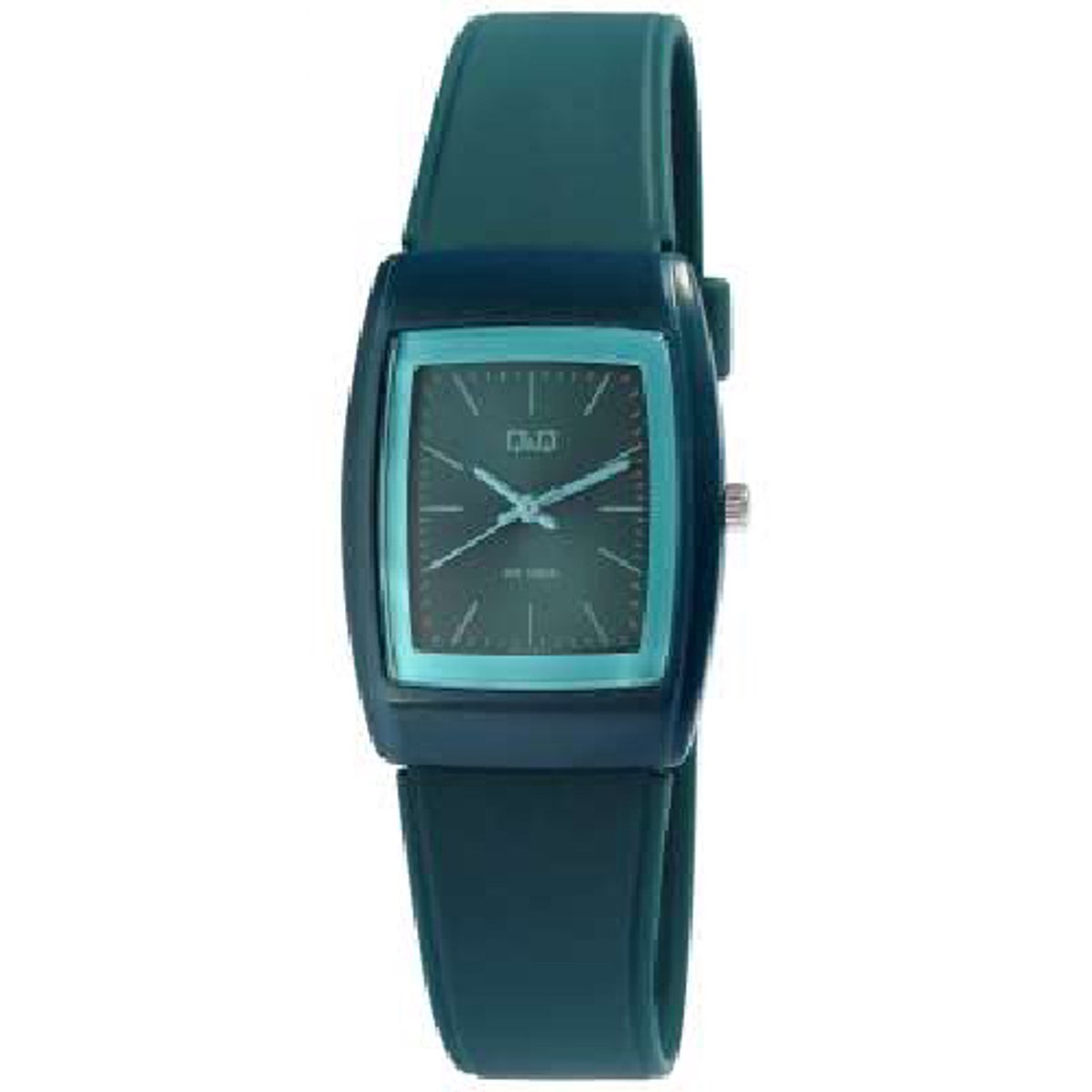QQ-vp30j017y-dameshorloge-10 atm waterdicht-zwemmen-sporten-lichtgewicht-donkergroen - mint kleur-rubberen band