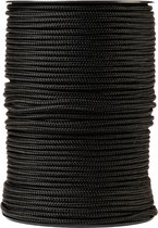 SNURO Nylon touw (3mm, 100m, zwart) - Paracord van stevig gevlochten polyamide - Slijtvast en sterk - Breekkracht 170kg