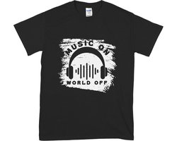 Muziek T-shirt voor Dames & Heren – DJ Print – 100% Katoen - Zwart - 5XL