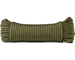SNURO Polyester touw (6mm, 20m, kaki groen) - Gevlochten polyester - Sterk, weerbestendig en veelzijdig - Breekkracht 602kg