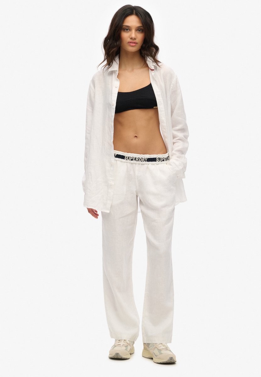 Superdry Linen Drawstring Broek L Vrouw Wit