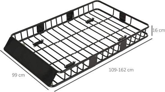Universele dakmand voor auto - bagagerek metaal zwart 162 x 99 x 16 cm van Universele — afbeelding 5