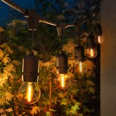 Ledvion - Lichtsnoer Buiten 15M - 15 Gouden E27 LED Lampen - IP65 Waterdicht - 2100K - Warm Wit - Sfeerverlichting Tuinverlichting