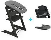Bol.com Bundel: Stokke Tripp Trapp kinderstoel - Zwart + Newbornset Zwart/anthracite + Babyset en Tray aanbieding