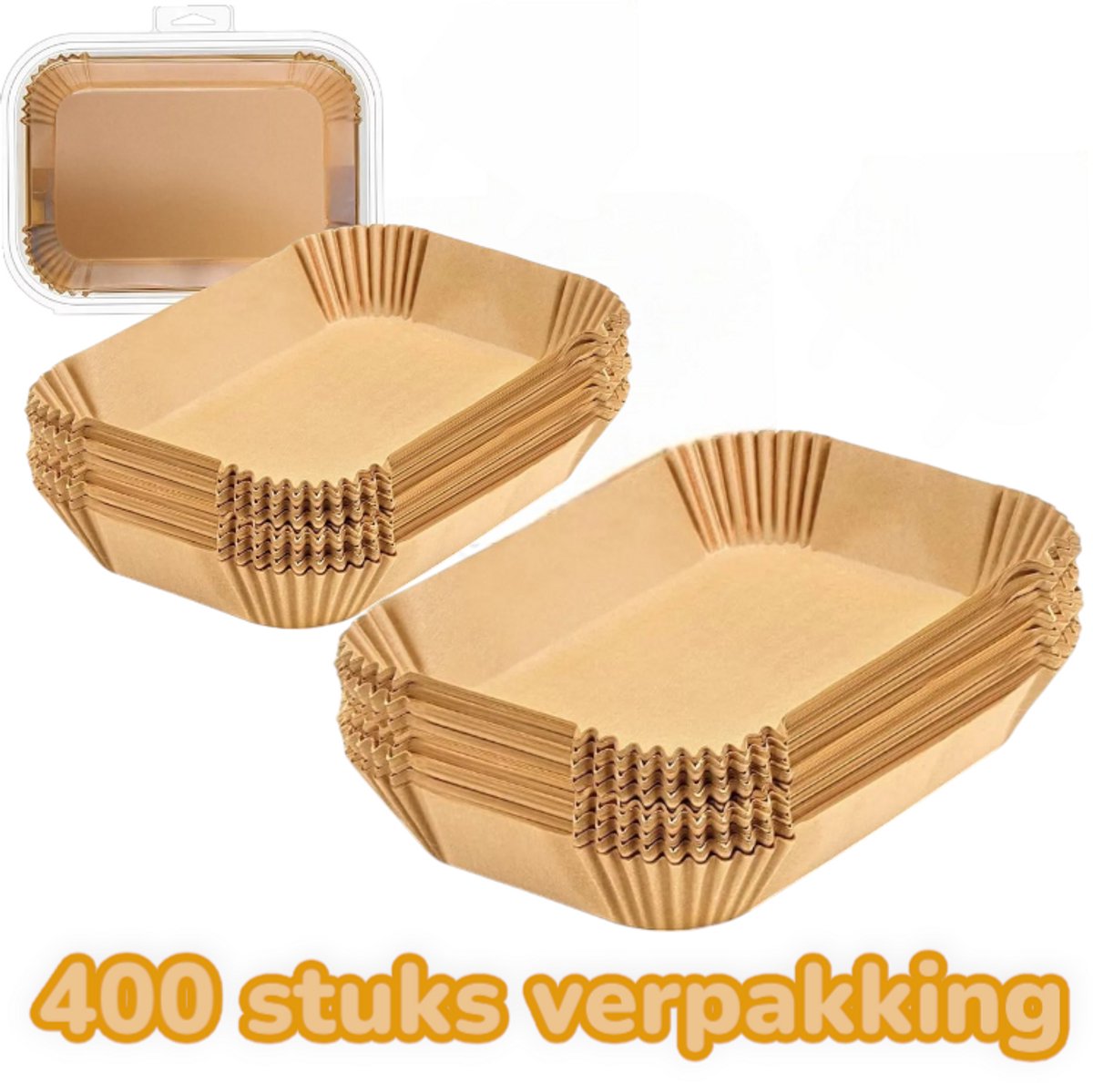Dutchers® 400 stuks Airfryer Bakpapier voor Dubbele Heteluchtfriteuse – 22x14 cm – Te gebruiken voor: Ninja AF300EU, AF400EU, AF451EU, AF500EU, SL400EU en Andere Tweezone Airfryers