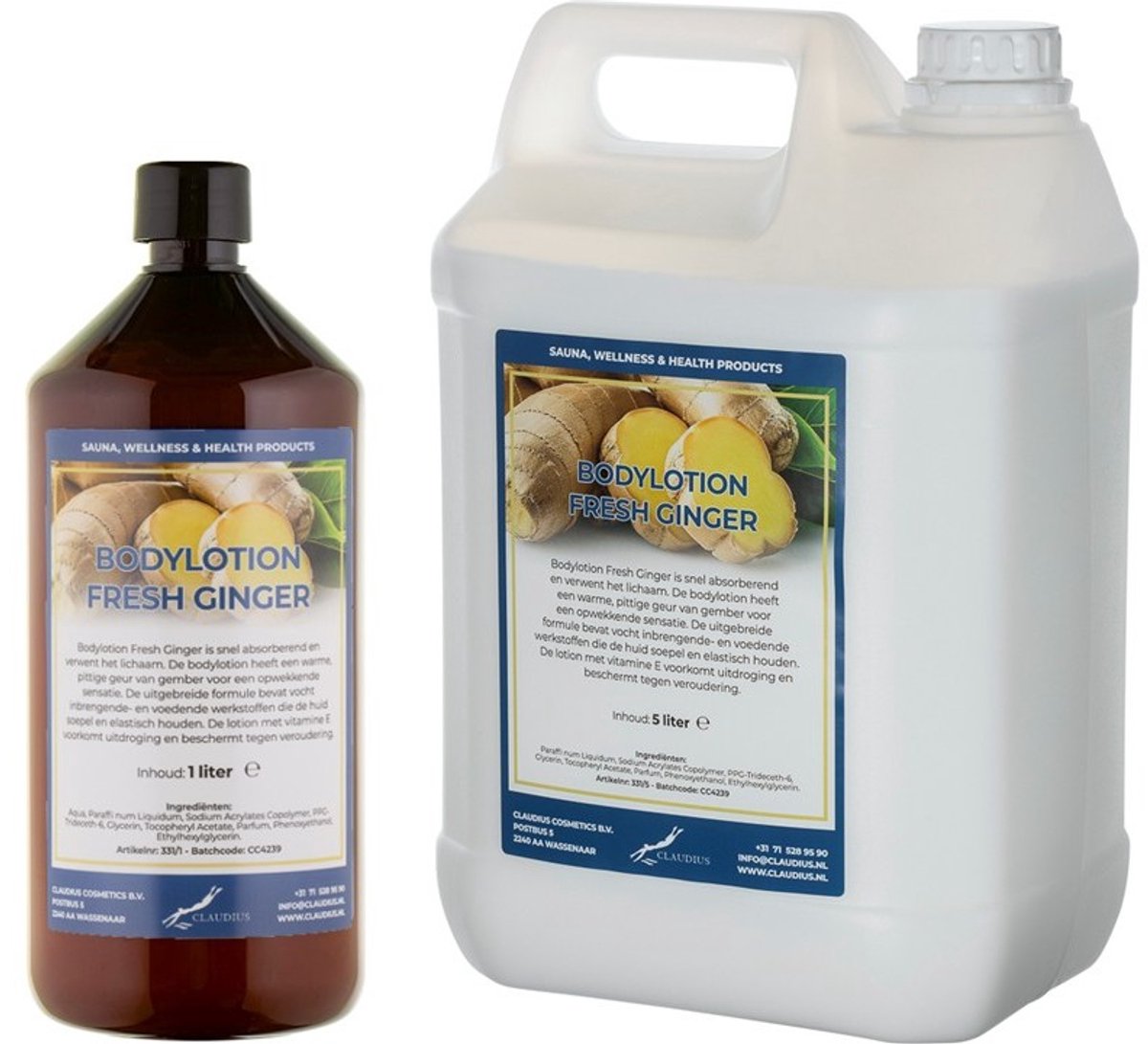 Bodylotion Fresh Ginger 1 Liter - hervulbaar + Jerrycan 5 liter navulling