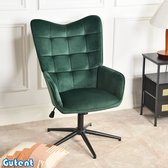 Bol.com Gutent Bureaustoel-met-armleuningen-360° draaibaar-Noordse stijl-Groen fluwelen materiaal aanbieding