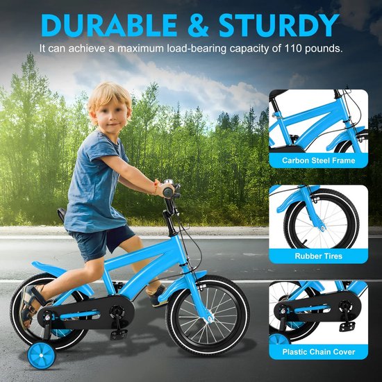 Betaalbare Goederen® Kinderfiets - blauw - jongens - kinderfietsen - kinder fiets - kinderfiets 16 inch - spelen - buitenspelen van Merkloos — afbeelding 2