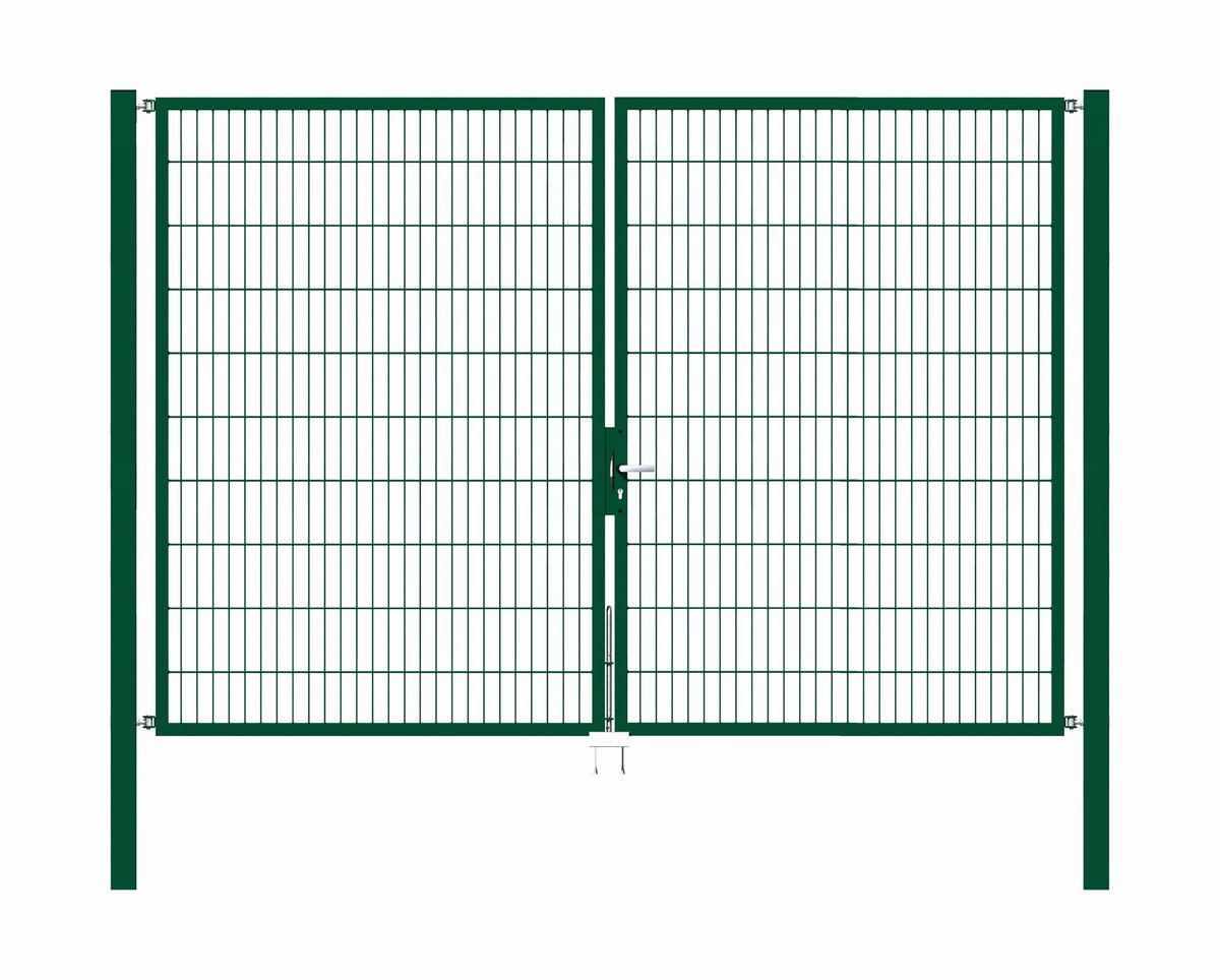 Alberts 649098 Dubbele poort Flexo met toebehoren, groen, breedte 300 cm, hoogte 200 cm