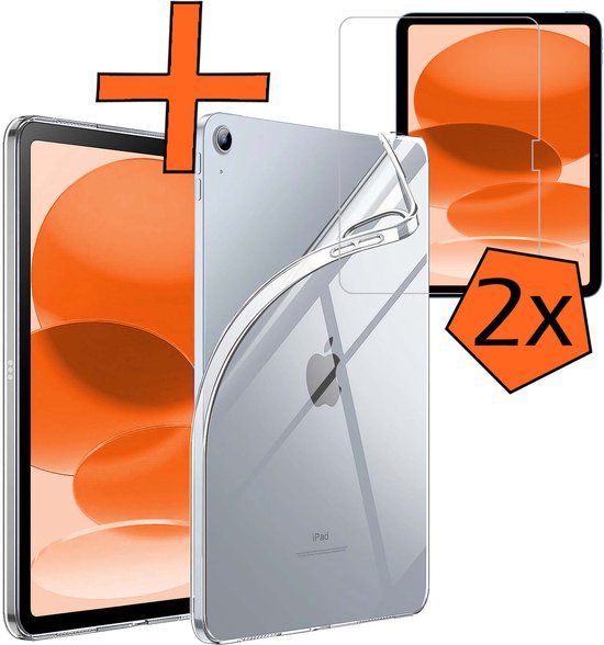 Hoesje Geschikt voor iPad 2025 (A16 ) Tablet Hoes Siliconen Case Met 2x Screenprotector - Shockproof Back Cover Geschikt voor iPad 11 - Transparant