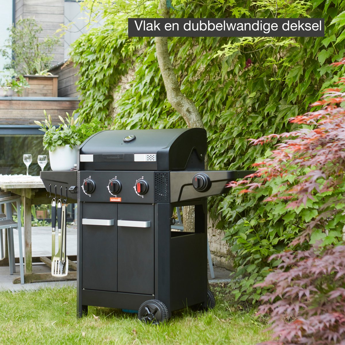 Barbecook Luca 312 - Gas Barbecue with Cabinet and Side Burner - Black