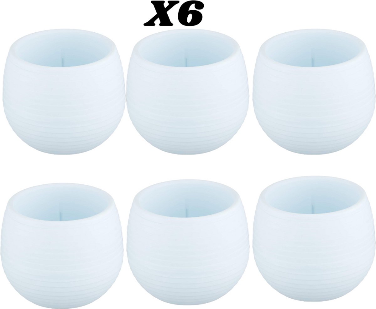 Set witte bloempotjes 6st UV-bestendige sierpotten met drainage 10cm