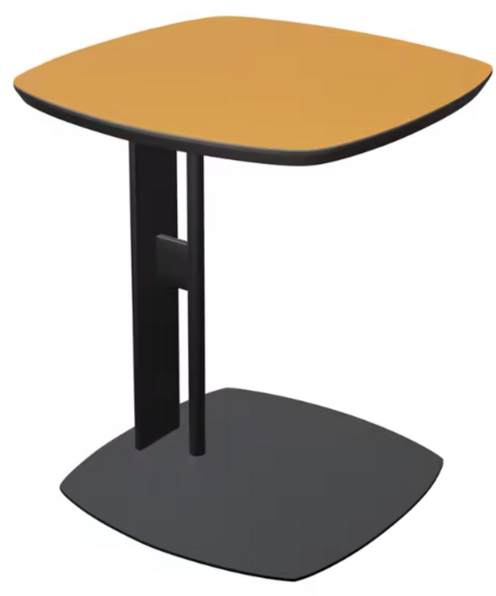 In And Outdoormatch Retro Bijzettafel - Vierkant Nachtkastje - C-vormig Ontwerp - Zadelleren Tafelblad - Luxe & Functioneel - Oranje