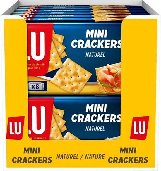 LU Mini Crackers Naturel - Doos 12 x 250g - 8 Pakjes - Crackers voor bij de Borrel - Toast