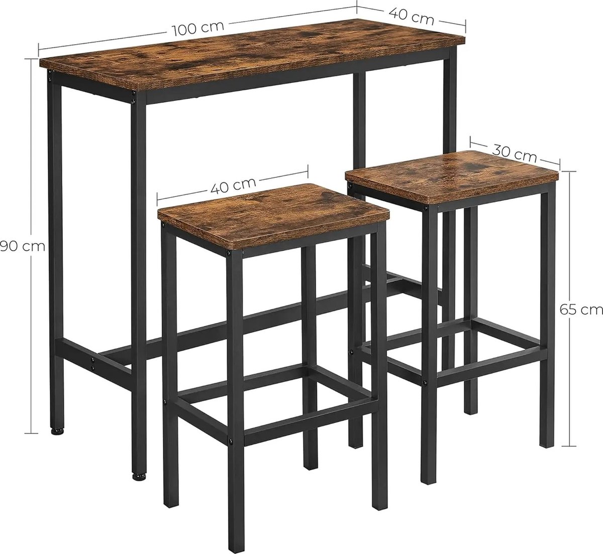 Bartafel - Bartafel Met Barstoelen - Bartafels - Bar Tafel - Bartafel Keuken - Bartafel Met Barkrukken - Tafel - Eettafel - Kruk
