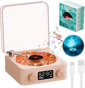 Haut-parleur Bluetooth Wave Vinyl Avec Lumières D'ambiance - 4 Modes, écran Heure, Design Rétro Plateau Tournant
