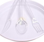KURTT Herbruikbare Bestekset Transparant 19 cm - 300 Stuks - 100x Vorken, 100x Messen 100x Lepels - Plastic Bestek - Vaatwasbestendig en BPA-vrij