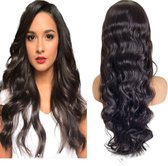 Frazimashop-Perruques ondulées de cheveux humains indiens-perruques ondulées perruque de fermeture en dentelle noire naturelle 4x4-24 pouces