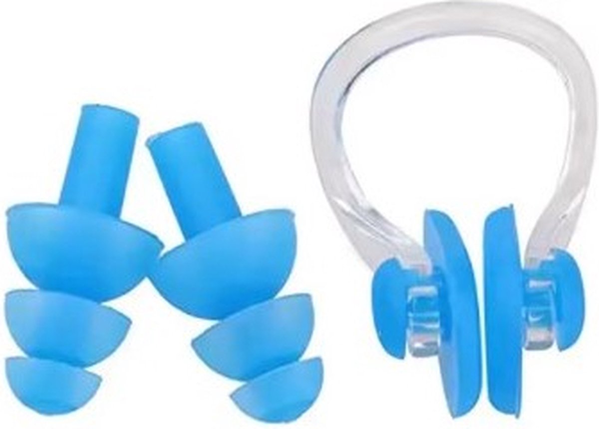 Goedkoopste Jumada's Zwemoordoppen met Neusklem - Oordoppen - Unisex - One Size - Blauw