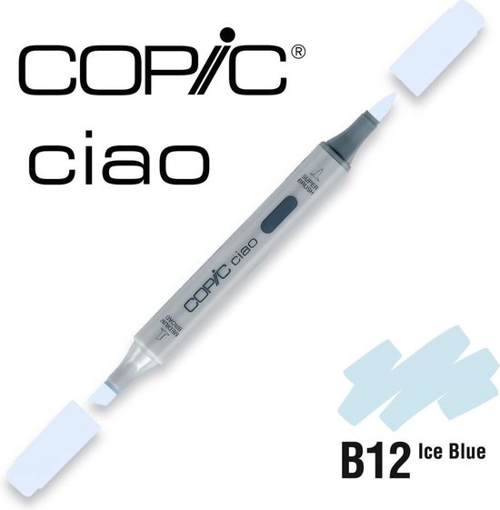 Copic B12 Sketch Marker Ice Blue – Mit Pinselspitze & Keilspitze, Nachfüllbar, Alkoholbasiert
