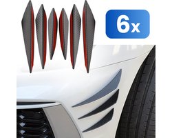 Universele Voorbumper Spoiler Set - 6 Stuks - Carbon Look Zwart - Spoiler Vinnen - Autospoiler - Bumper Strips Lip - Frontsplitter - Canards - Tuning Auto Accessoires