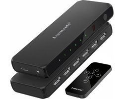 Lemorele G96 HDMI Switch 5 In 1 Uit - 4K @ 30Hz - HDMI Splitter met Afstandsbediening - 5 Poorten - HDCP 2.3 - Voor Game Console, TV Box, Blu Ray, DVD, PC, TV