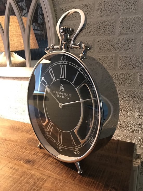 Kreative Feder Staande klok Brown Moon van hout – zwarte tafelklok zonder tikken (bruine maan, stil radiouurwerk Kreative Feder Staande klok Brown Moon van hout – zwarte tafelklok zonder tikken (bruine maan, stil radiouurwerk