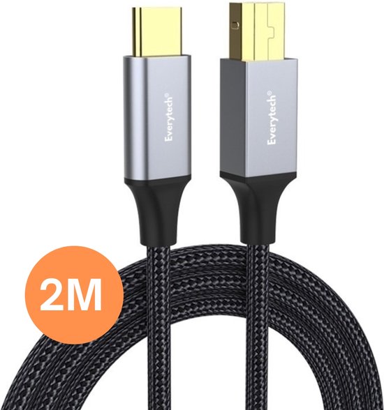 Cable Matters USB-C Naar USB-B Printerkabel – 2 Meter, 480 Mbps, Zwart – Geschikt Voor Printers, Scanners En Audio-interfaces