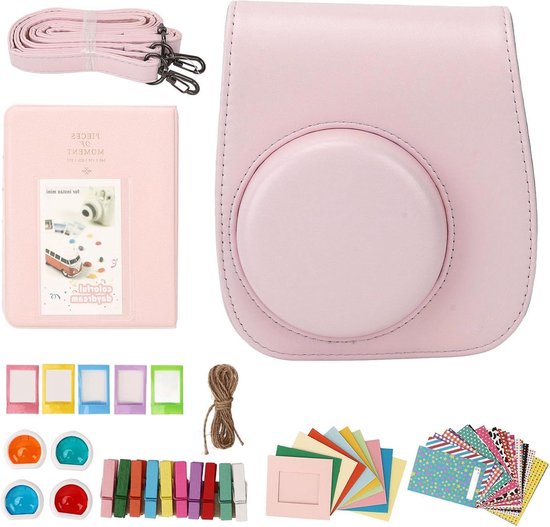 Beschermende Cameratas voor Mini 12, Doorzichtige PC Harde Tas met Foto-opbergvak, Schouderriem, Sticker, Paars
